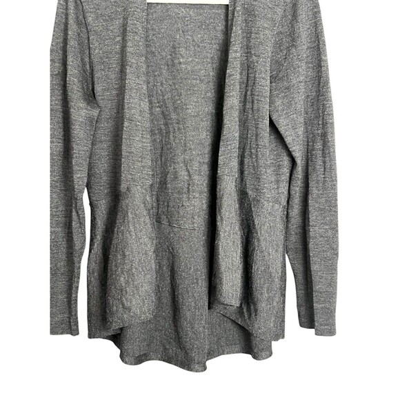 EILEEN FISHER Cardigan M Medium Fine Merino Wool Knit Open Front Sweater Gray - Picture 3 of 10